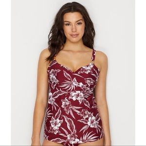Miraclesuit Hibiskiss Criss Cross Underwire Tankini Top Women’s Size 36DD